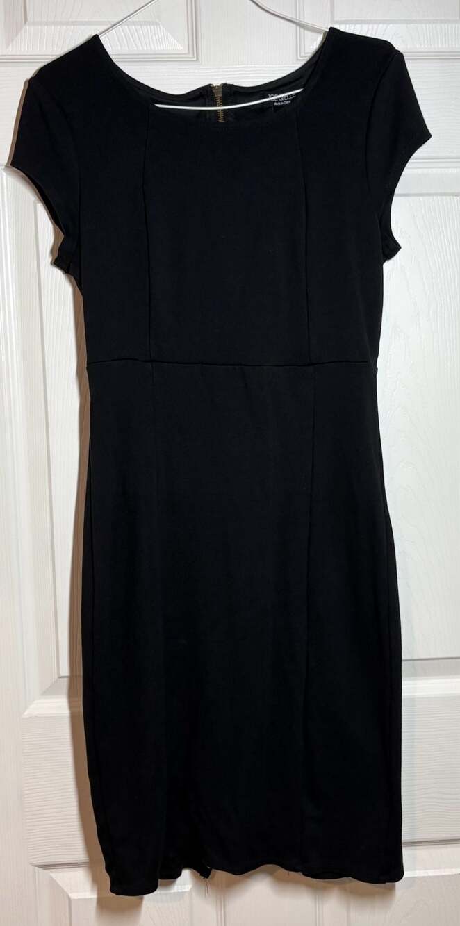 Joe & Elle Black Cap Sleeve Sheath Dress with Full Back Gold Zipper Size L